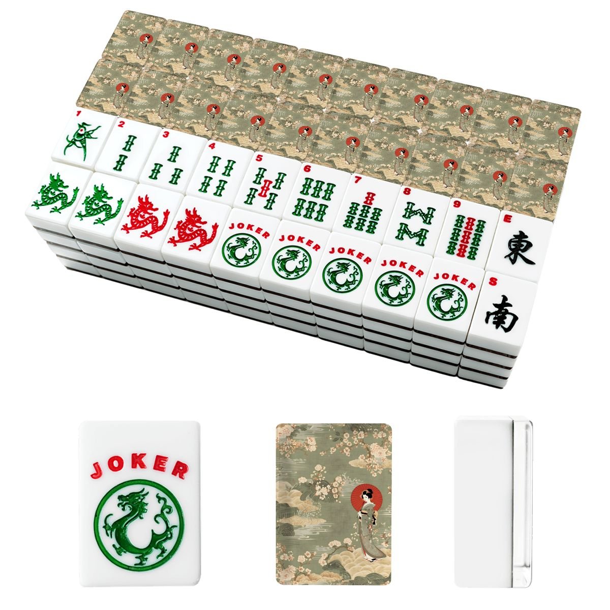 Geisha Girl Asian American Mahjong Tiles And Bag Set - Splash of Color Co.