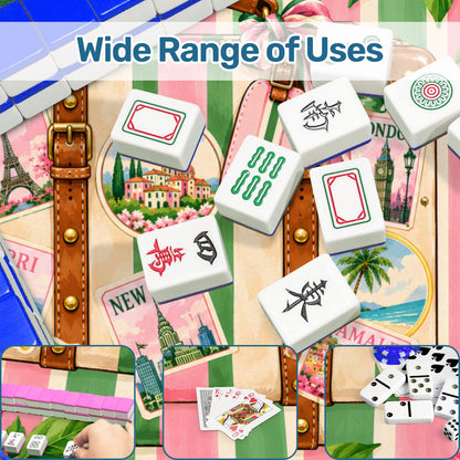Mini Mahjong Travel Mat, Pink Green Preppy Design - Splash Of Mahj And Color Co.