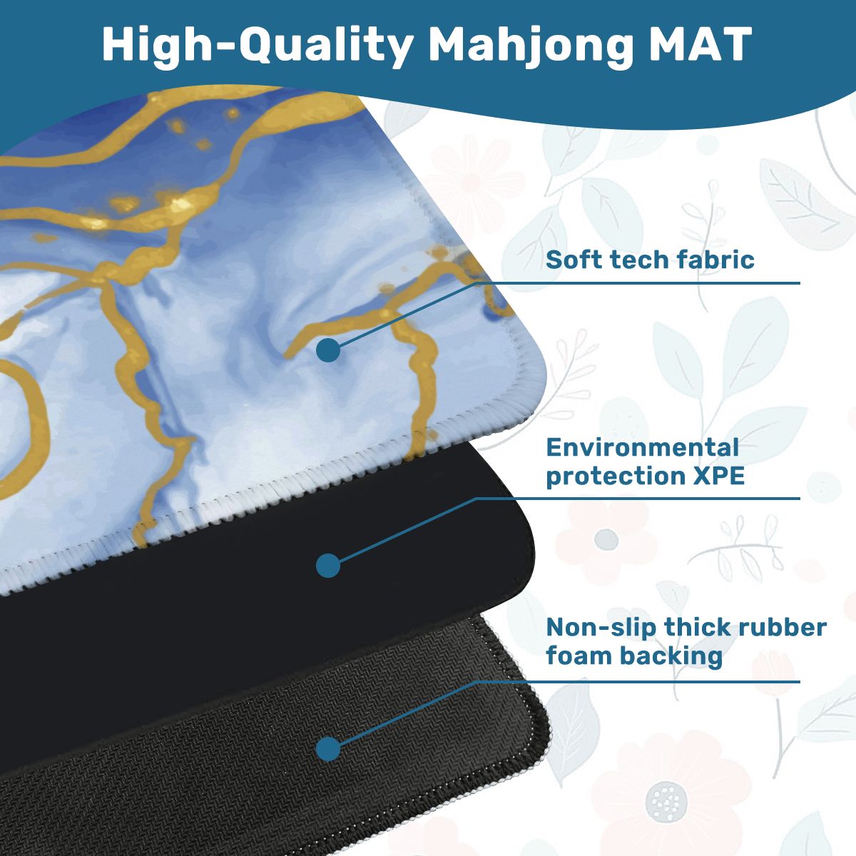 Into The Mystic Marbled Blue Gold Mahjong Mat - Splash of Color Co.