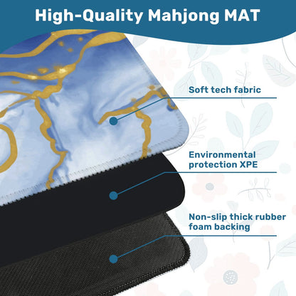 Into The Mystic Marbled Blue Gold Mahjong Mat - Splash of Color Co.