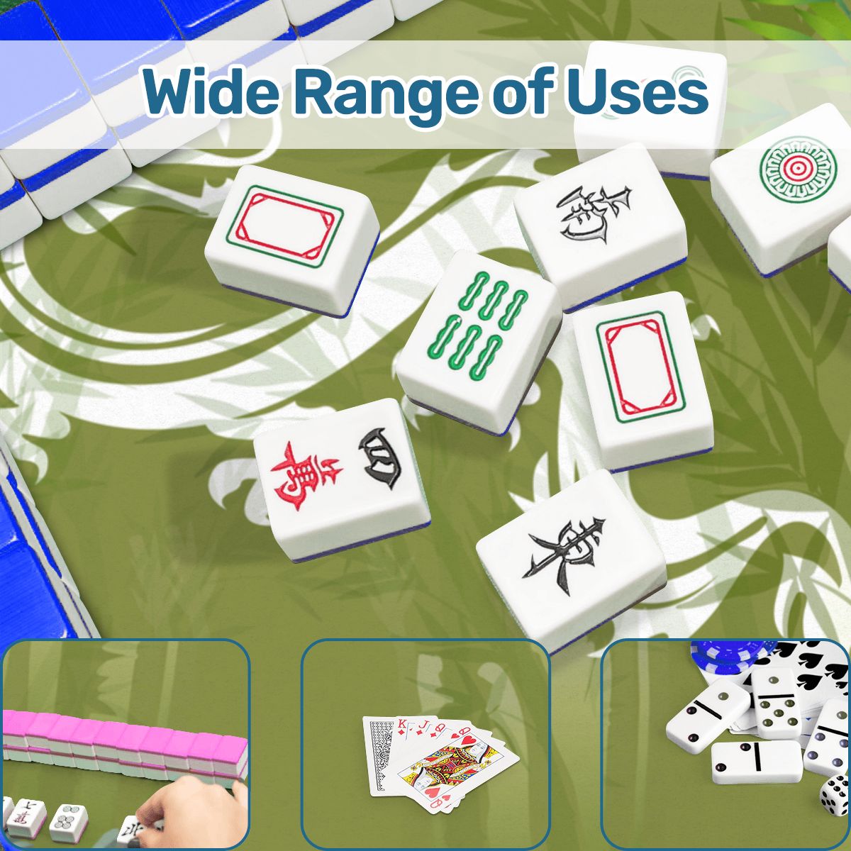 Eye Of The Dragon Bamboo Pattern Green Mahjong Mat