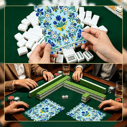 Shalom Garden Blue And Green Scalloped Mahjong Shuffler Cards  Set of 4