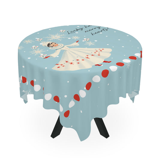 Festive Mahjong Christmas Tablecloth, Lucky Hands Merry Hearts Snowflake Tablecloth