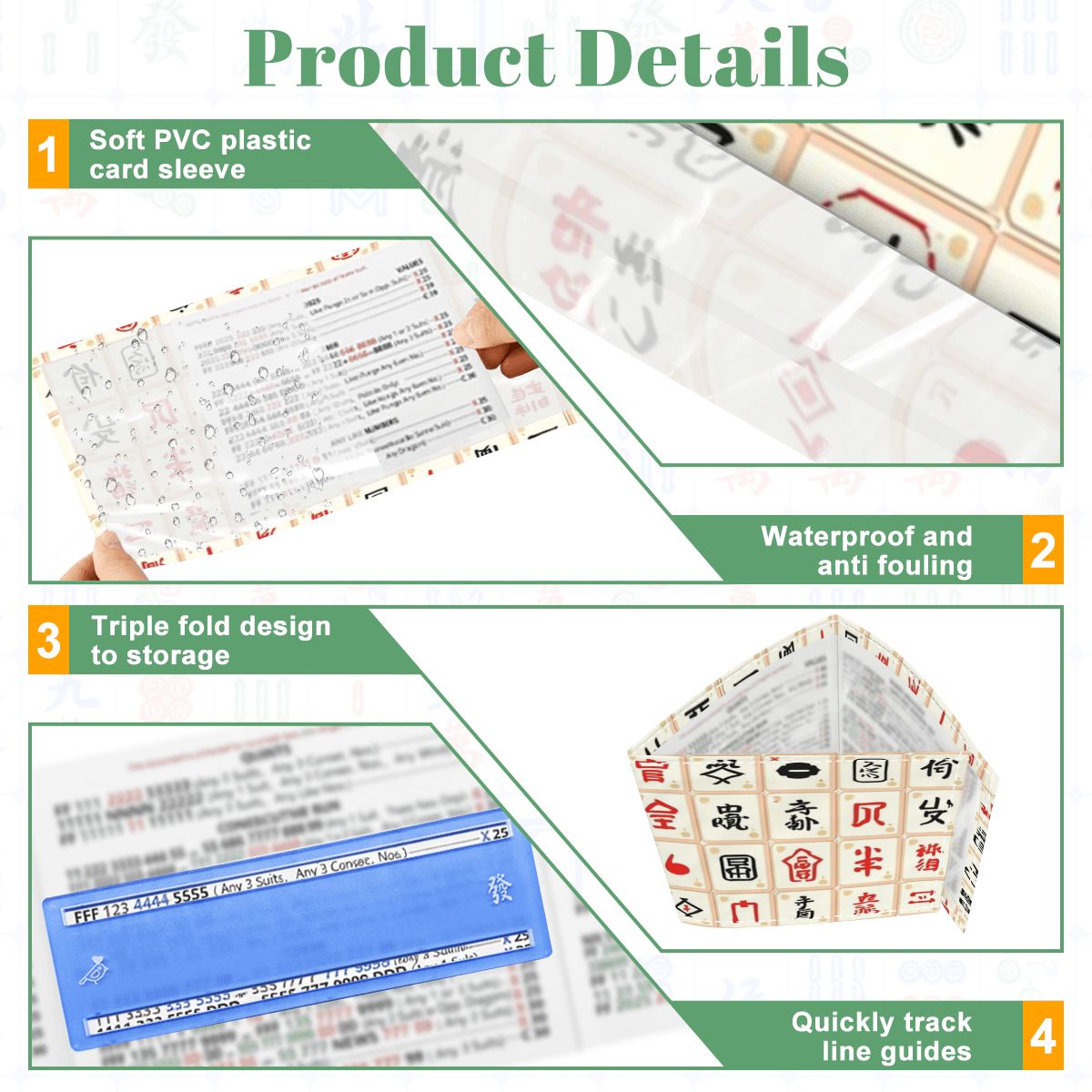 4 Mahjong Card HolderS with Line Finder, Mahj Tile Designed