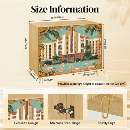 Art Deco Old World Florida Modern Wooden Storage Cabinet - Splash of Color Co.