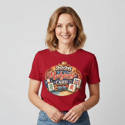 2026 Mahjong Card T-Shirt — Vintage Casino Tiles Tee - Splash of Color Co.