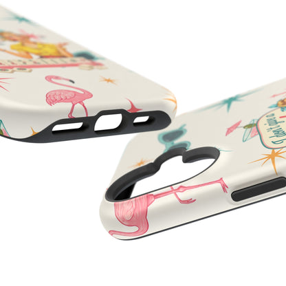 Funny Mahjong Tropical Flamingo Phone Case — “I Don’t Give a Crak” Magnetic Impact-Resistant Case