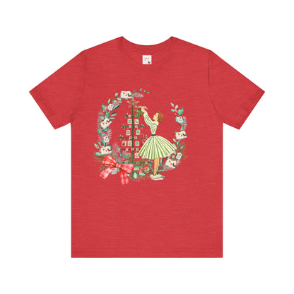 Mahjong Christmas Tee,Vintage Girl, Book Lover, Festive Mahj Gift - Splash of Color Co.