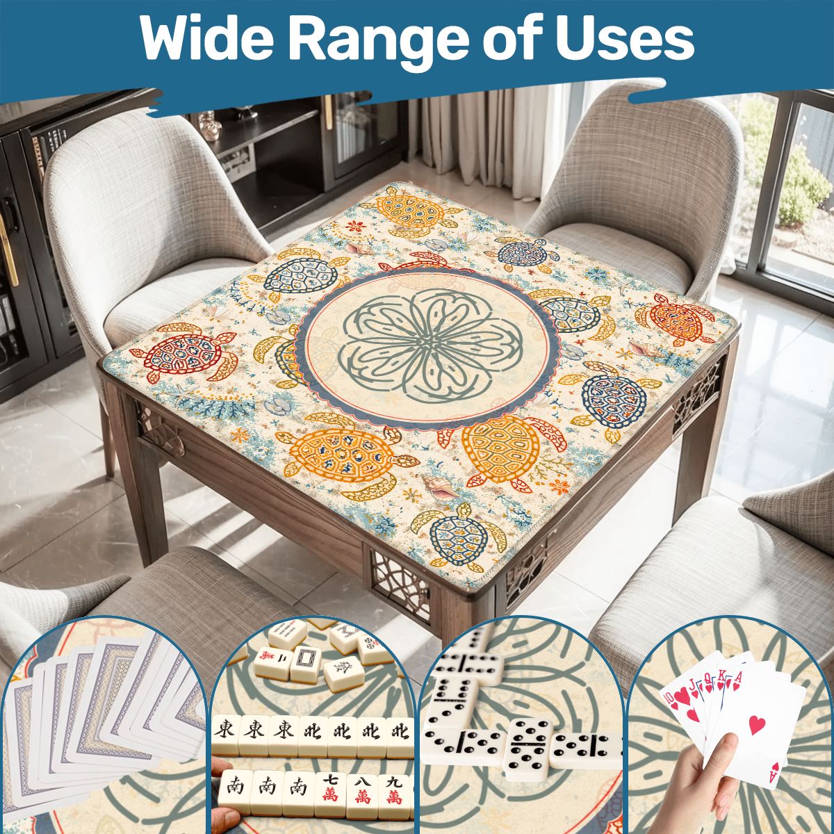Off The Amalfi Turtle Sea Life Mahjong Mat - Splash of Color Co.