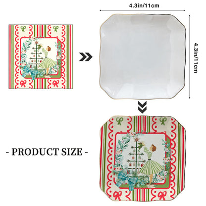 Books And Nooks Mahjong Christmas Scalloped Ceramic Mahjong Dice Tray