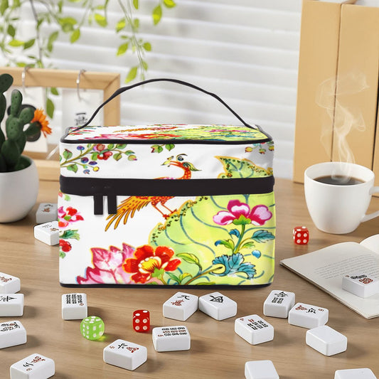 Tobacco Leaf Watercolor Designed Portable Mahjong Tile Bag - Splash Of Mahj And Color Co.
