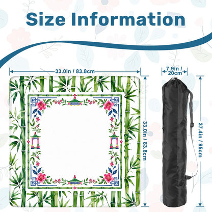 Watercolor Bamboo Asian Chinoiserie Mahjong Mat 33"x33" (Ship Rolled up)