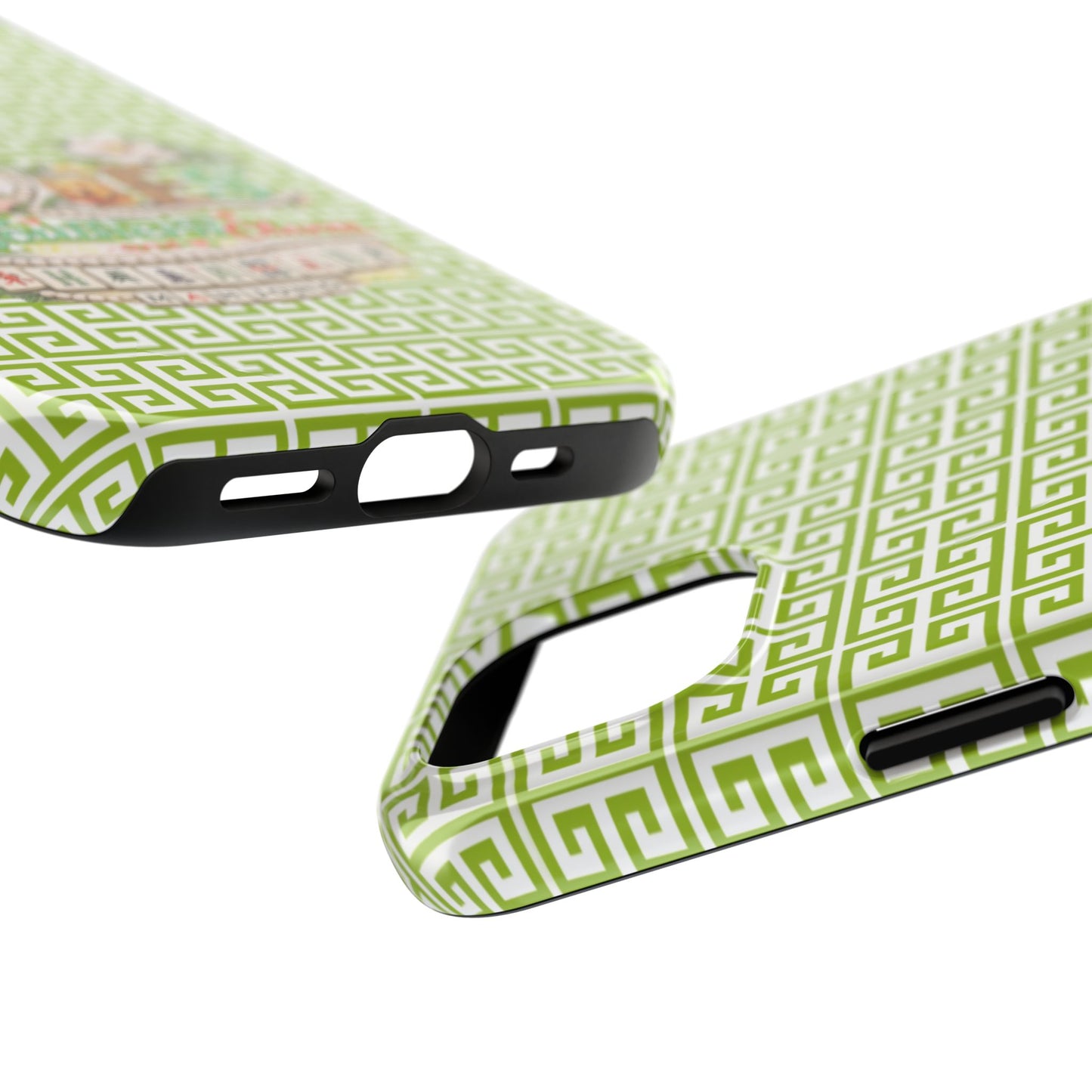 Mahjong Floral Pattern Just A Girl Who Loves Southern Charm and Mahjong Phone Case | Green Geometric Background - Splash of Color Co.