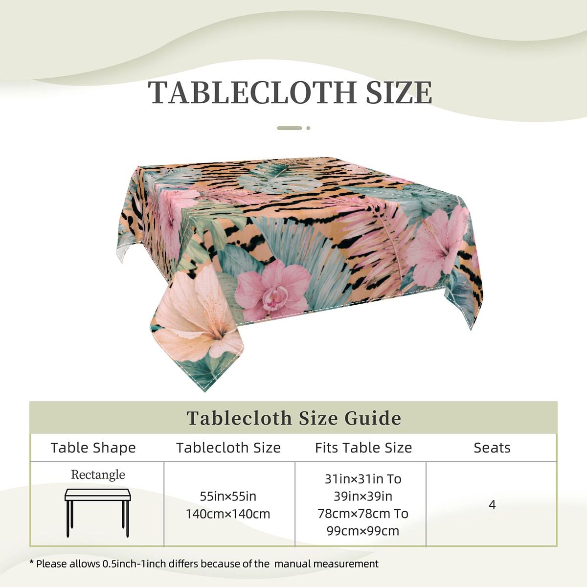 Jungle Tiger'es Square Mahjong Tablecloth Dining Cover - Splash Of Mahj And Color Co.