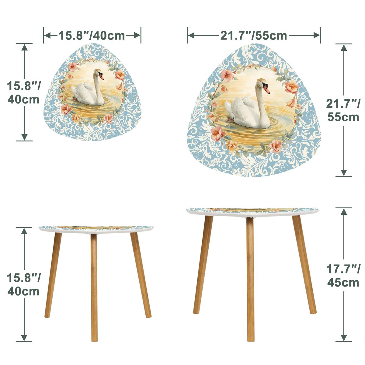 On Golden Pond Floral Swan Modern Nesting Tables - Splash of Color Co.