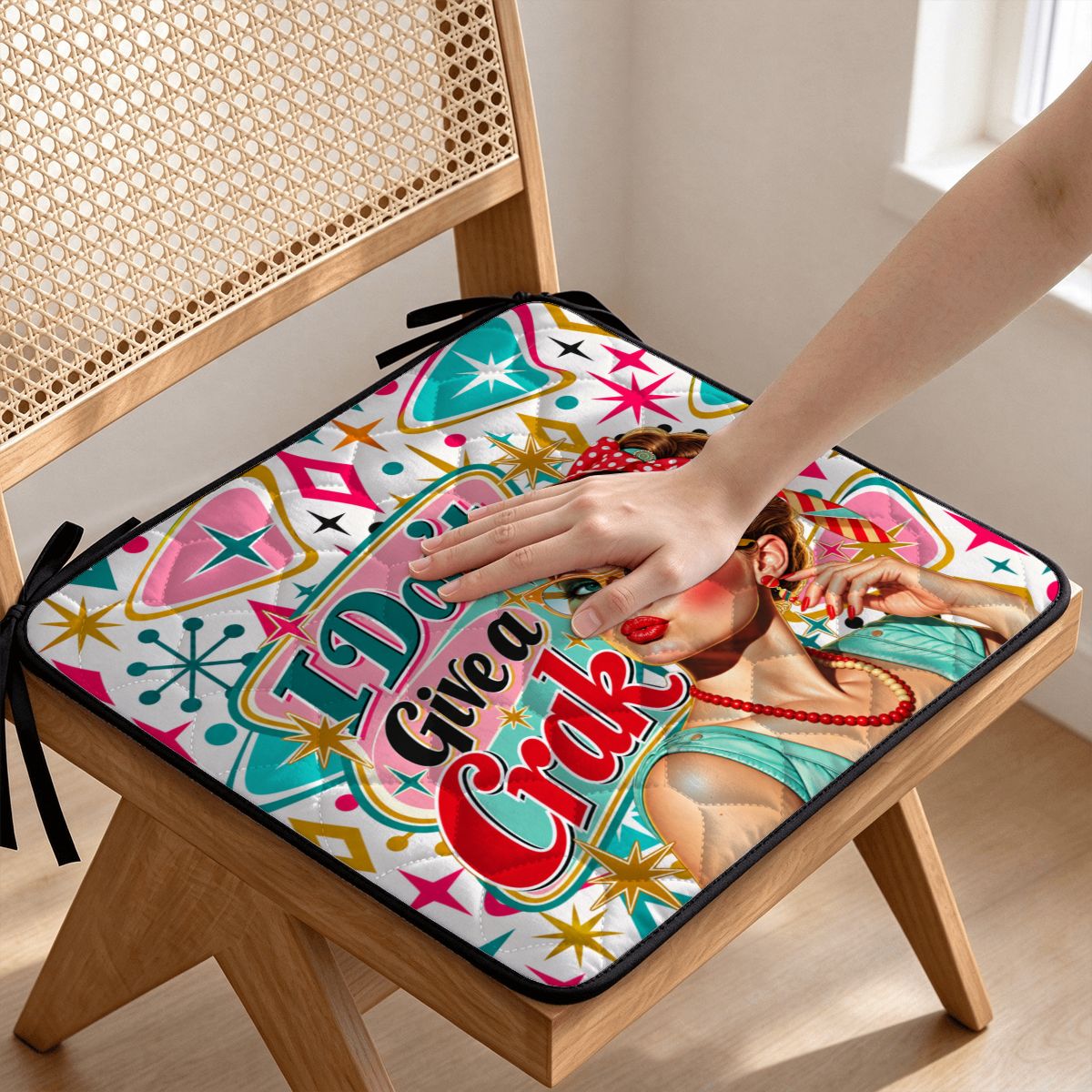 Funny Mahjong I Don't Give A Crak Quilted Chair Cushion