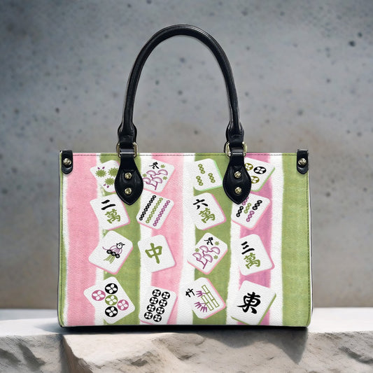 Mahjong Green Pink Mahjong Tile Whimsical Cute Handbag Shoulder Bag Mahj Gift