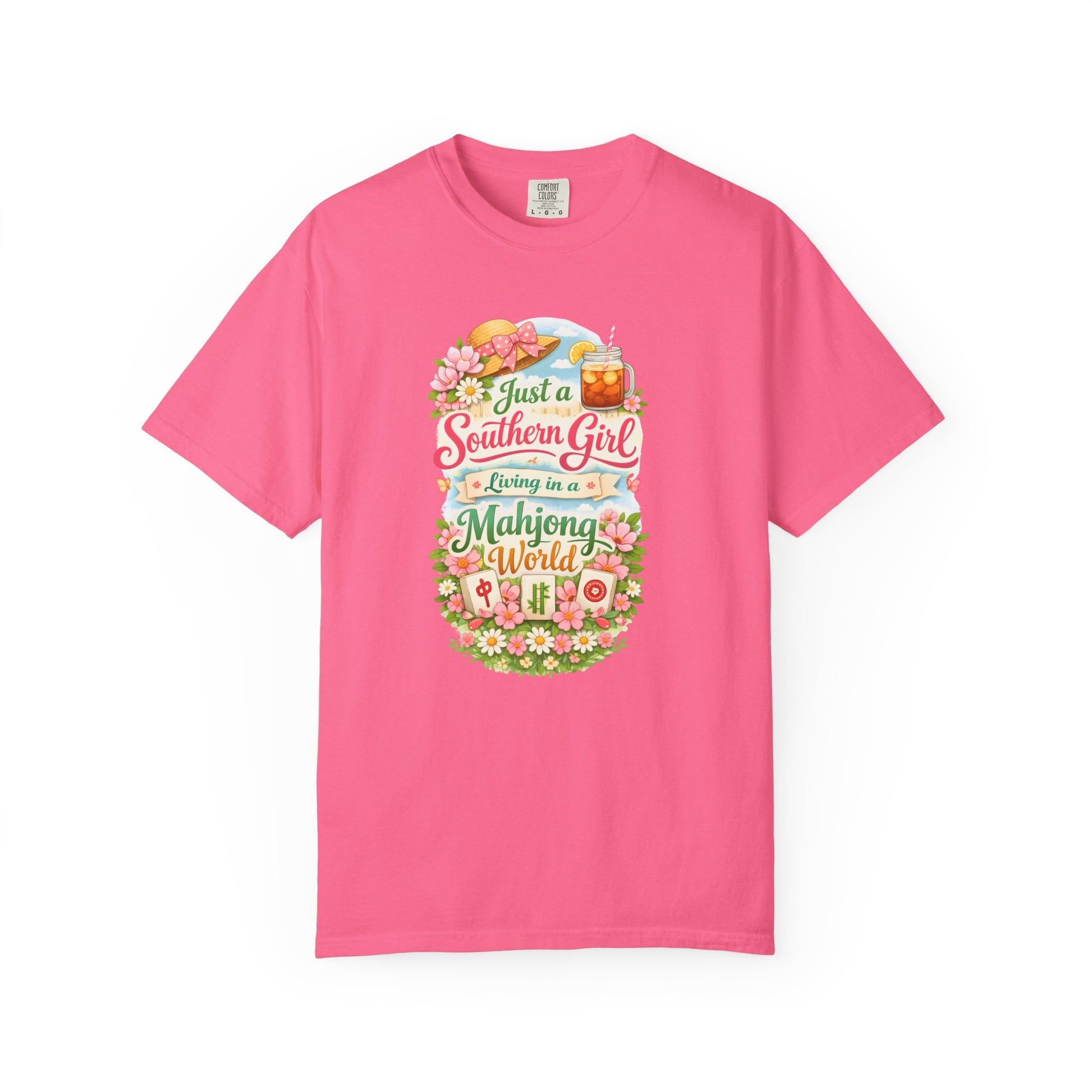 Southern Girl Mahjong T‑Shirt — "Just a Southern Girl Living in a Mahjong World" Floral Tee - Splash of Color Co.
