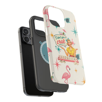 Funny Mahjong Tropical Flamingo Phone Case — “I Don’t Give a Crak” Magnetic Impact-Resistant Case