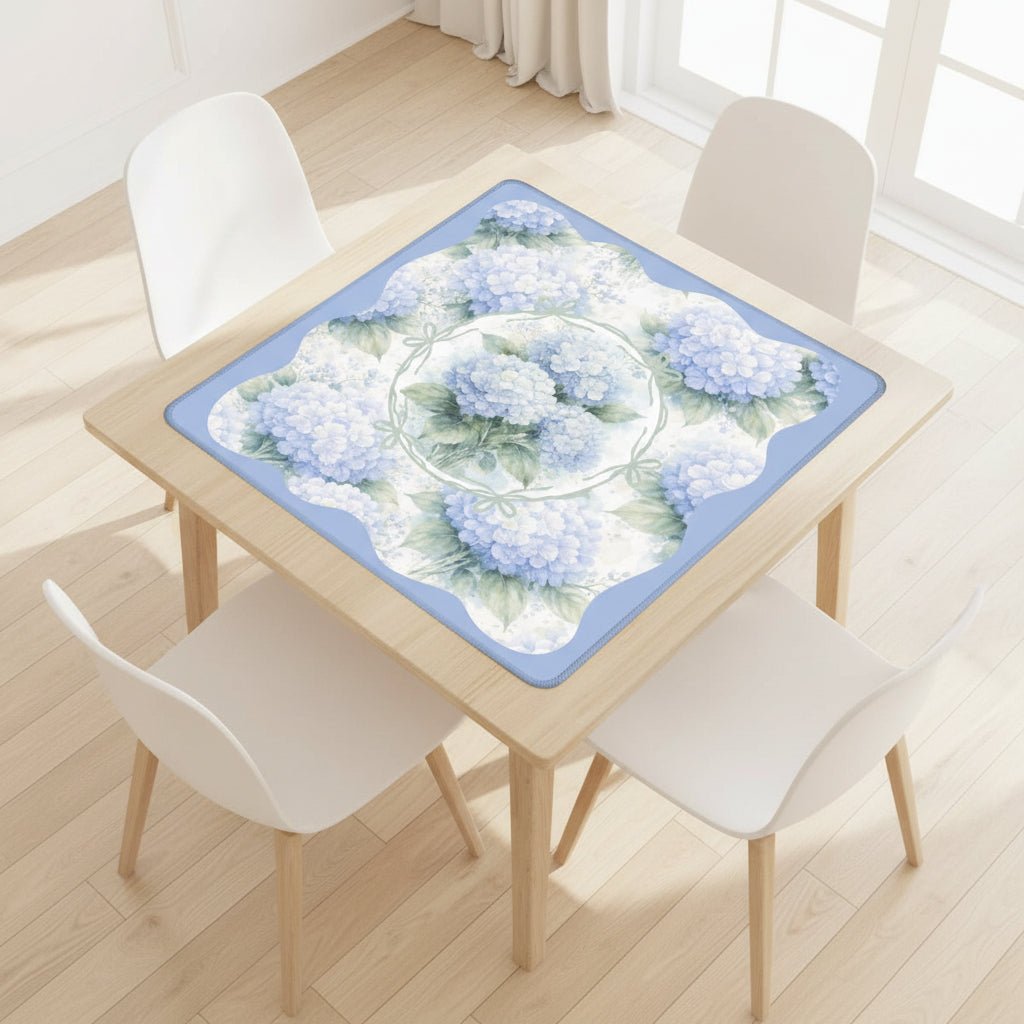 Baby Blue Floral Hydrangea Mahjong Mat - Splash of Color Co.