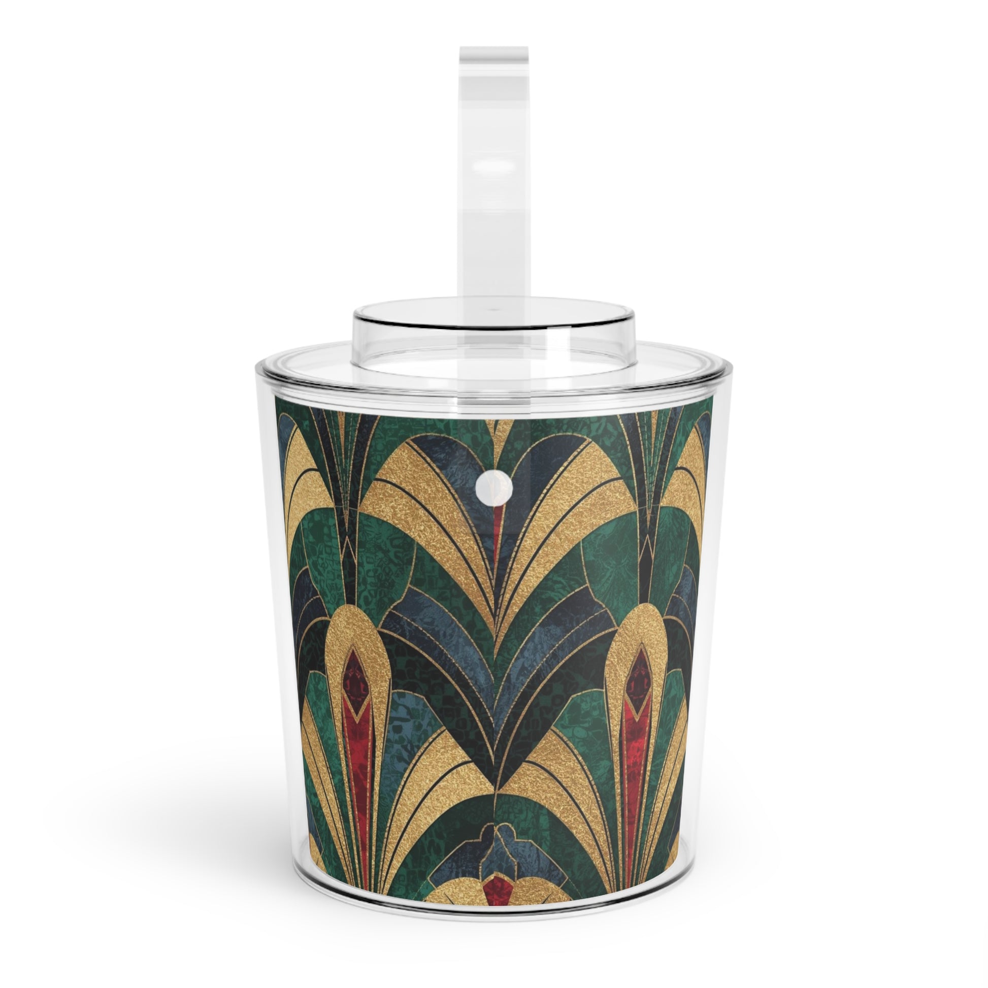 Art Deco Ice Bucket with Tongs — Vintage Geometric Bar Cooler - Splash of Color Co.