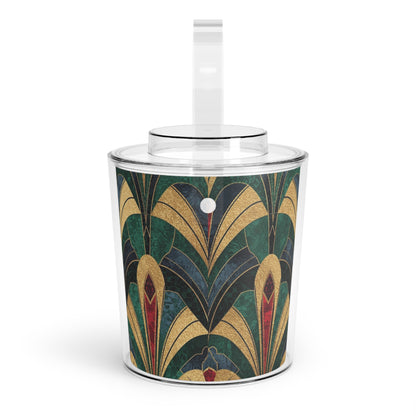 Art Deco Ice Bucket with Tongs — Vintage Geometric Bar Cooler - Splash of Color Co.