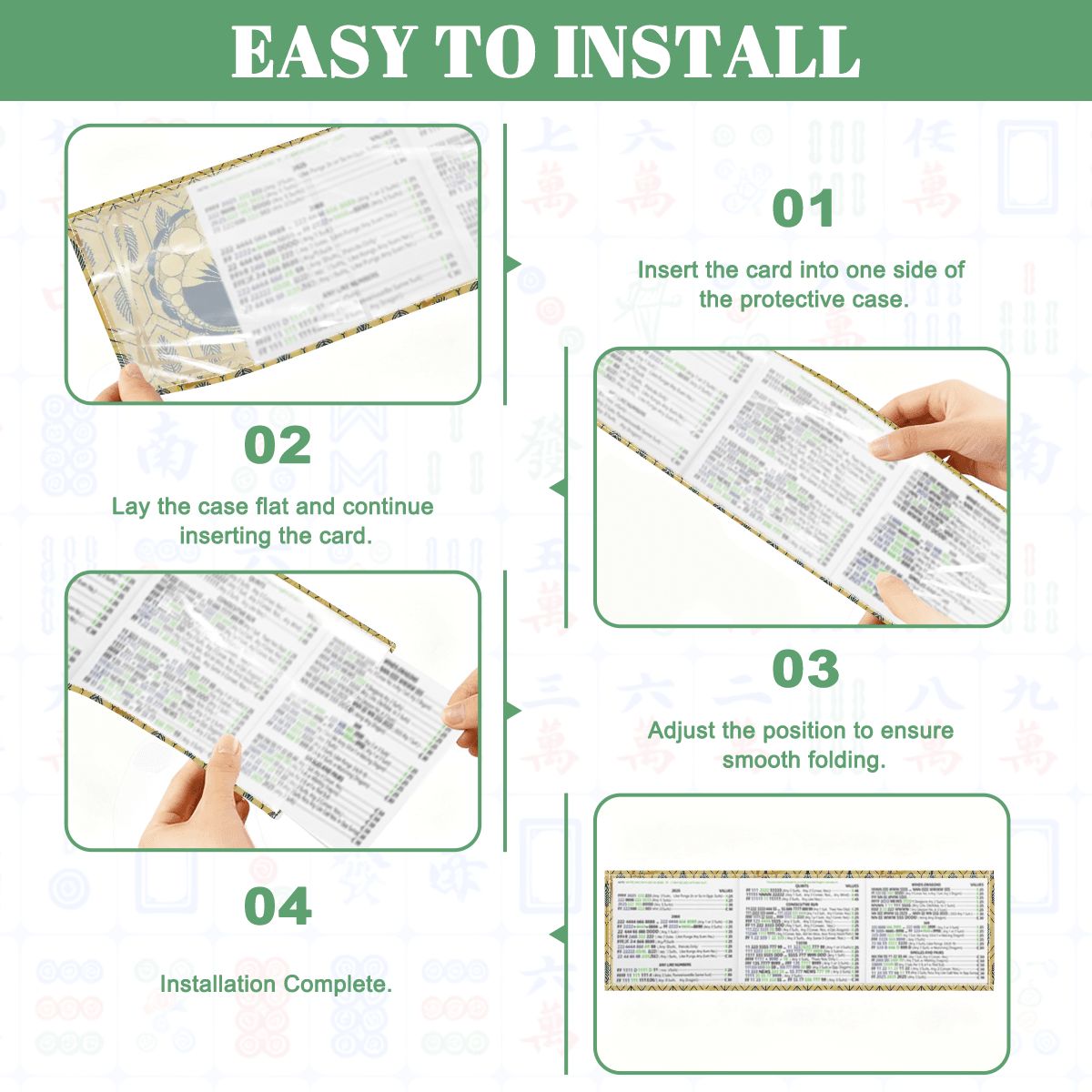 Art Deco Gilded Gold, Royal Blue 4 Mahjong Card Holder with Line Finder - Splash of Color Co.