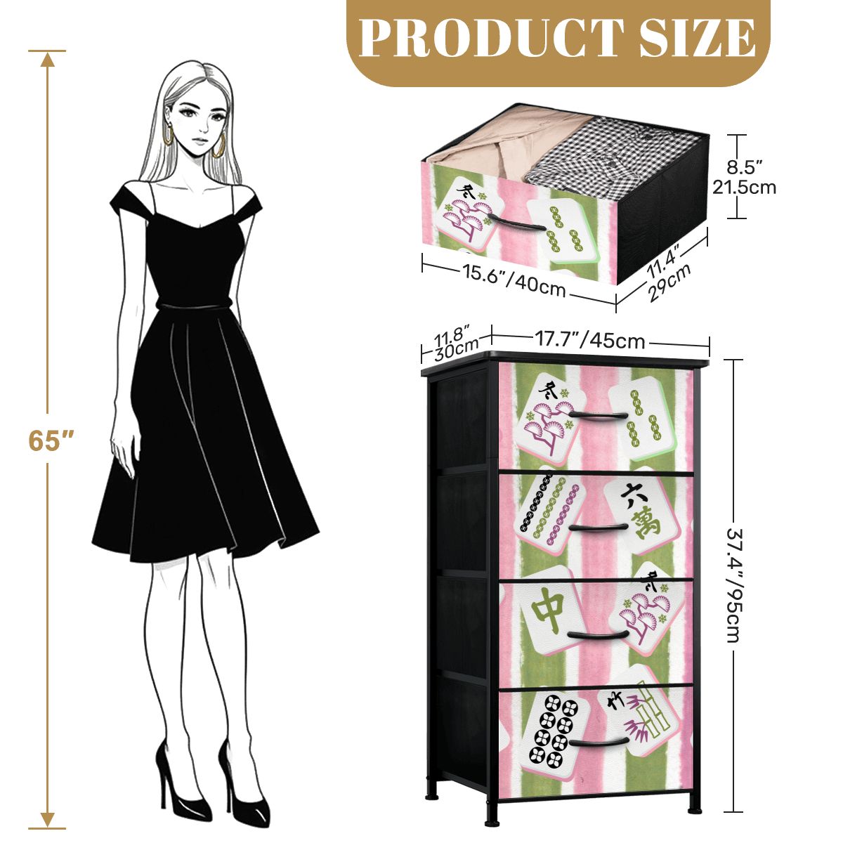 Mahjong Dresser Mahj Accessory Chest Of Drawers Pink Green Preppy Mahj Tile Design - Splash of Color Co.