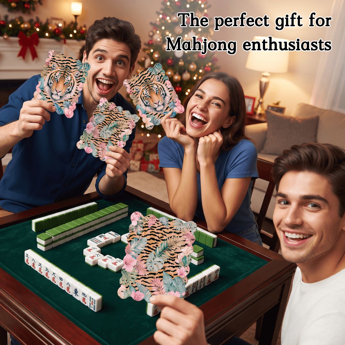 Welcome To The Jungle Boho Designed Scalloped Mahjong Shuffler Cards  Set of 4