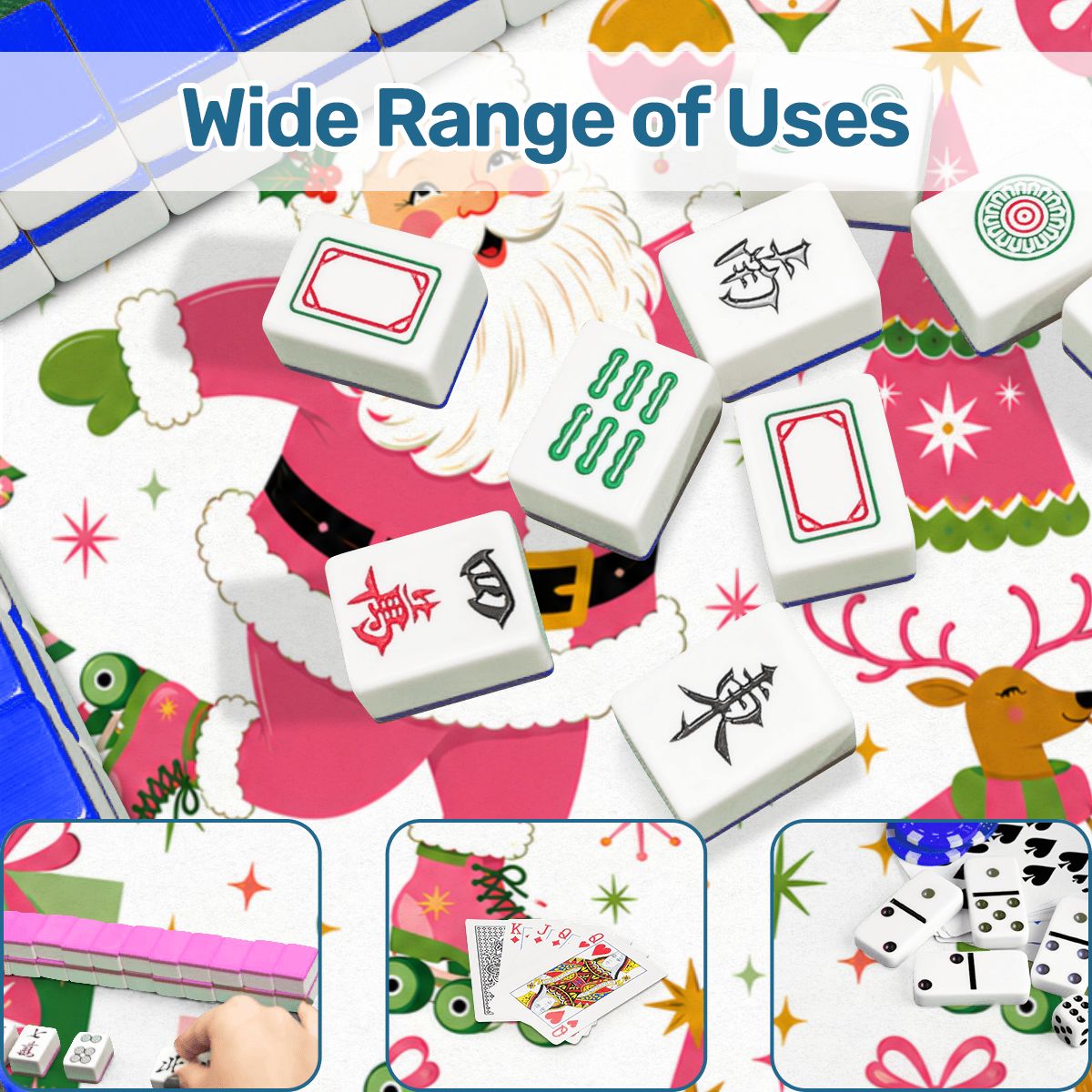 Whimsy Santa Rollerskating, Christmas Mahjong Mat