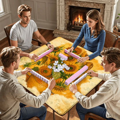The Mahj Gogh Watercolor Sunflower Mahjong Mat - Splash Of Mahj And Color Co.