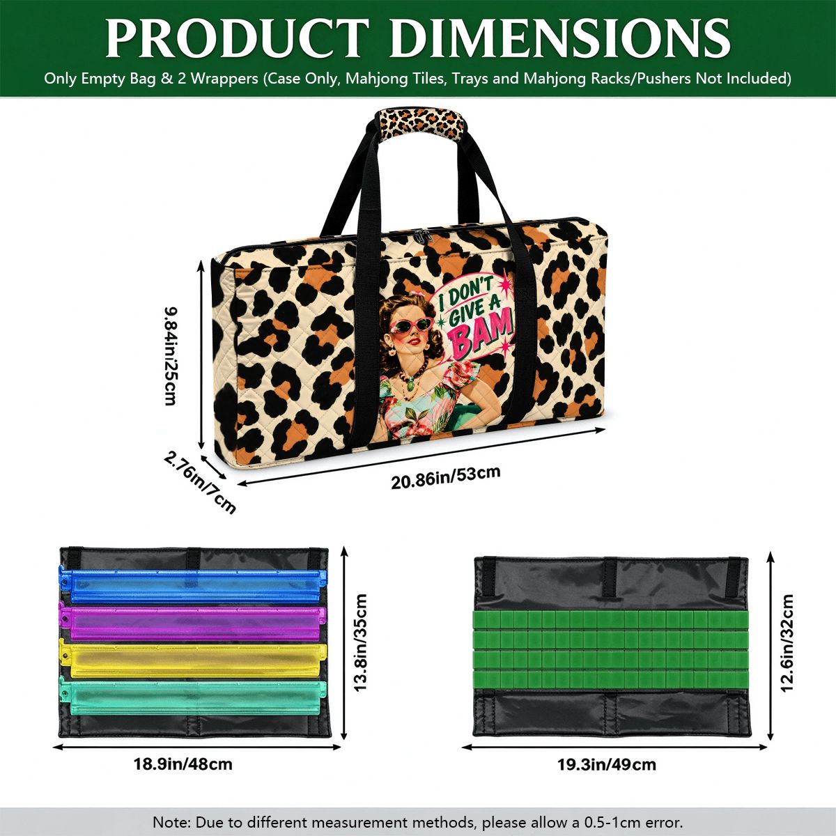 Funny Mahjong Leopard Print I Don't Give A Bam Quilted Mahjong Bag Set 3 - Splash Of Mahj And Color Co.