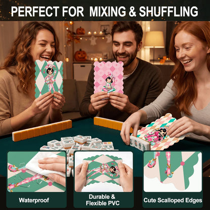 Mahjie The Mascot Scalloped Mahjong Shuffler Cards  Set of 4