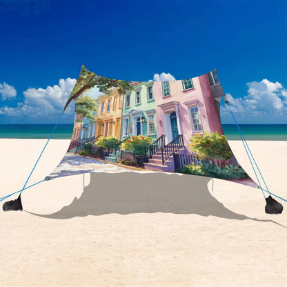 Charleston South Carolina Rainbow Row Beach Canopy - Splash of Color Co.