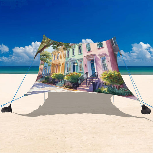 Charleston South Carolina Rainbow Row Beach Canopy - Splash of Color Co.