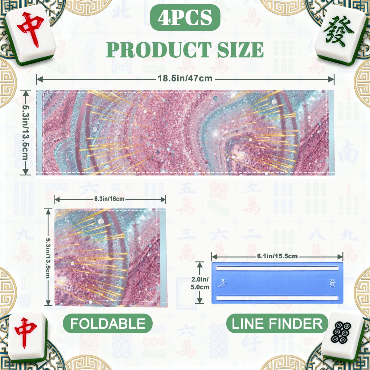 Sparkle Farkle Glitter Glam 4 Mahjong Card Holder with Line Finder - Splash of Color Co.