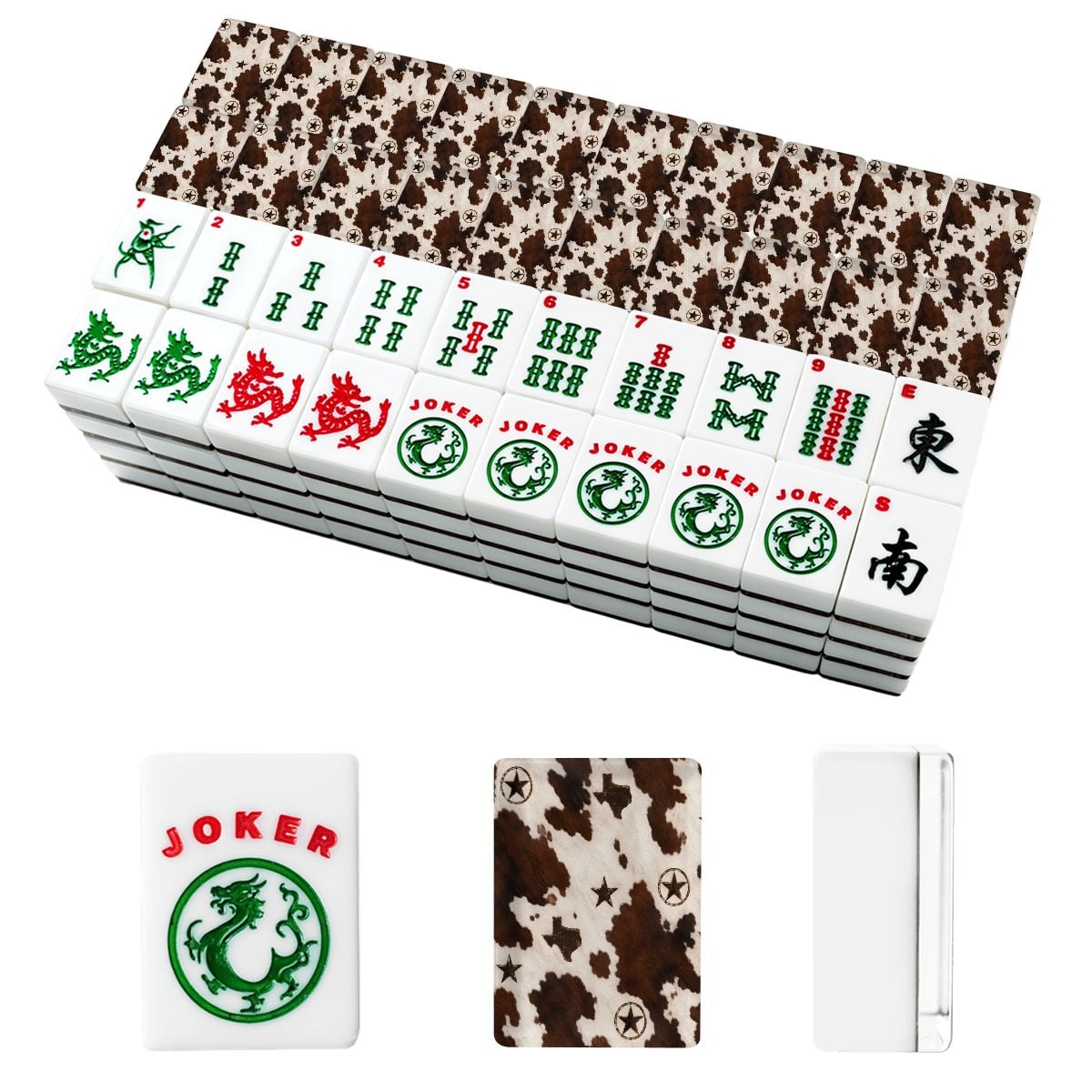 Texas Cowhide Lonestar American Mahjong Tiles And Carry Case - Splash Of Mahj And Color Co.