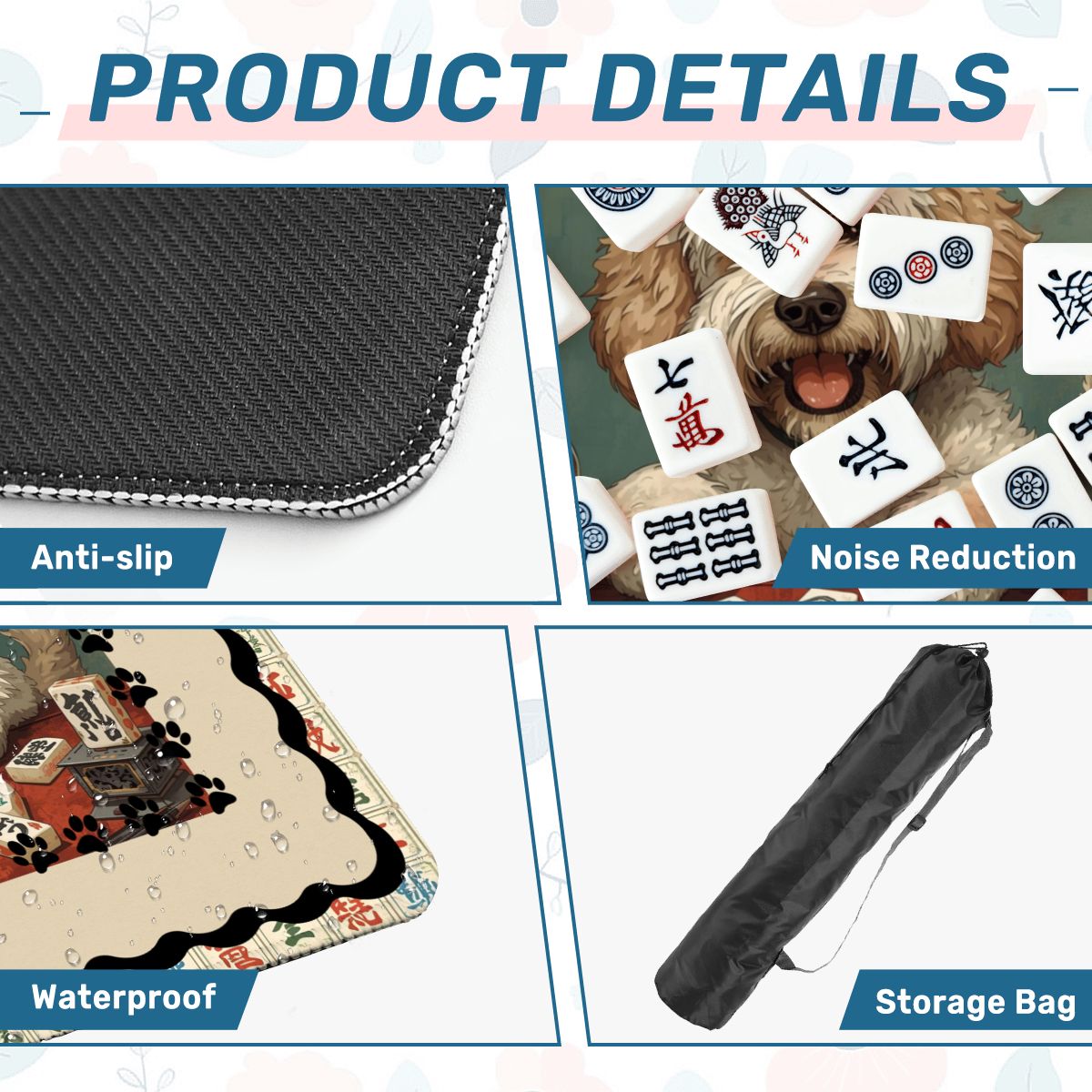 Doodle Dog Dog Playing Mahjong Mat - Splash of Color Co.