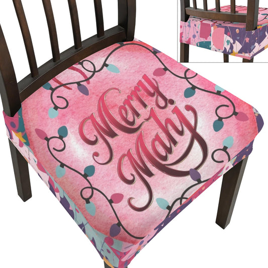 Mahjong Christmas Set Of Four Dining Chair Seat Covers