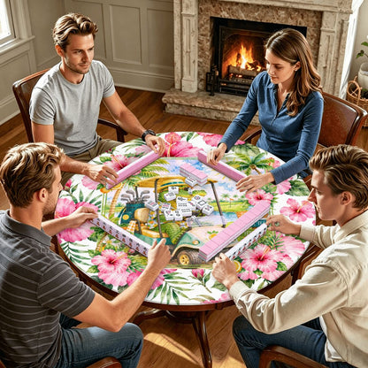 See Ya Later Alligator Tropical Floral Round Mahjong Mat