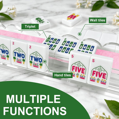 Pink Marbled Extended Mahjong Rack Set of 4  Scalloped Magnetic Tile Pusher 20'