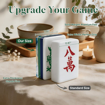 Elegant Floral Peacock 4Layer American Mahjong Tiles  Blue  Green With Carry Case