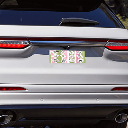 Preppy Mahjong Lover Pastels And Tiles Aluminum Thick License Plate - Splash of Color Co.