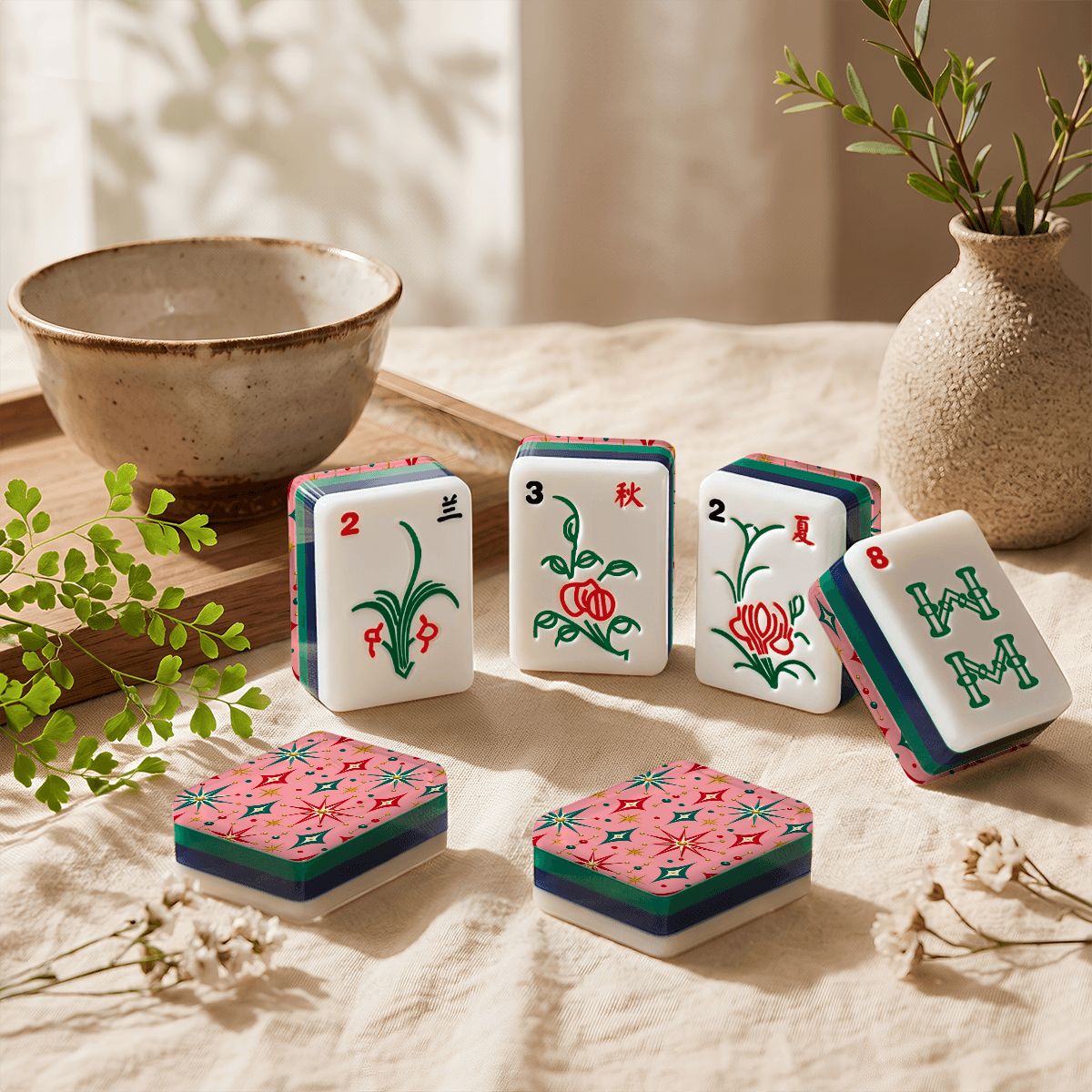Modtastic Starburst 4 Layer American Mahjong Tiles Blue Green And Carry Case - Splash Of Mahj And Color Co.