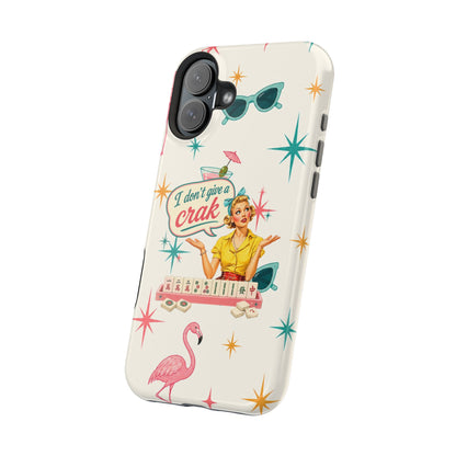 Funny Mahjong Tropical Flamingo Phone Case — “I Don’t Give a Crak” Magnetic Impact-Resistant Case