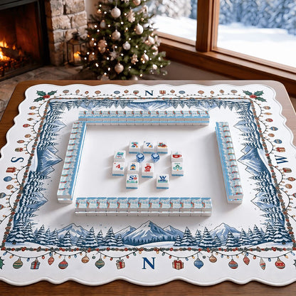 Cozy Winter Alpine Slopes ENGRAVED Christmas Mahjong Tiles And Carry Case - Splash Of Mahj And Color Co.