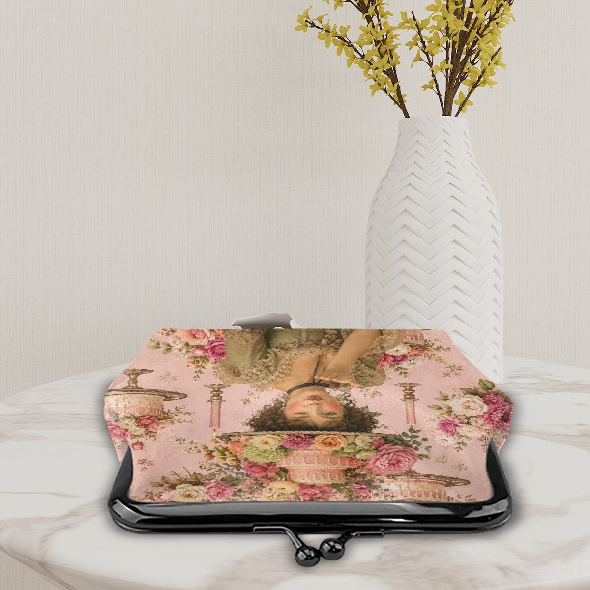 Every Day Is Your Birthday Floral Victorian Women's Leather Kiss Lock Coin Purse - Splash Of Mahj And Color Co.
