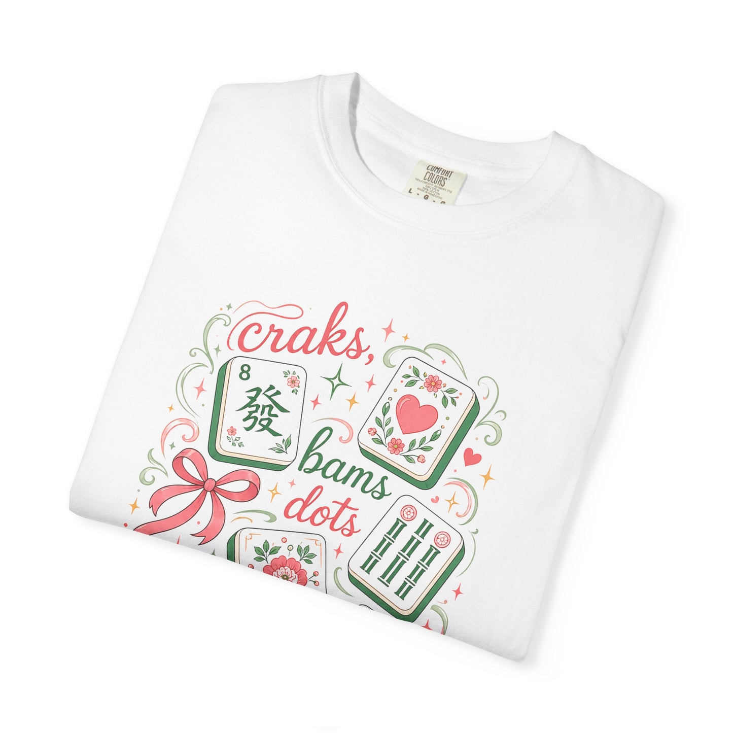 Mahjong Club T-Shirt — Cute Mahjong Tiles Graphic Tee (Crak! Bams Dots)