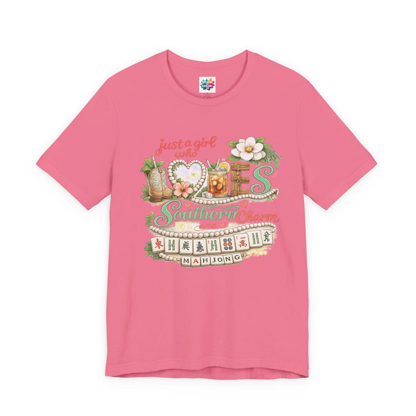 Just a Girl Who Loves Southern Charm Mahjong tee | Floral Mahjong Tiles Shirt - Splash of Color Co.