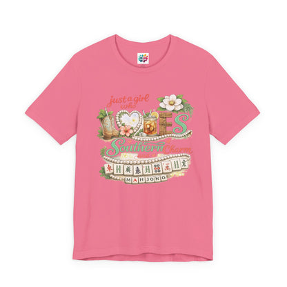 Just a Girl Who Loves Southern Charm Mahjong tee | Floral Mahjong Tiles Shirt - Splash of Color Co.